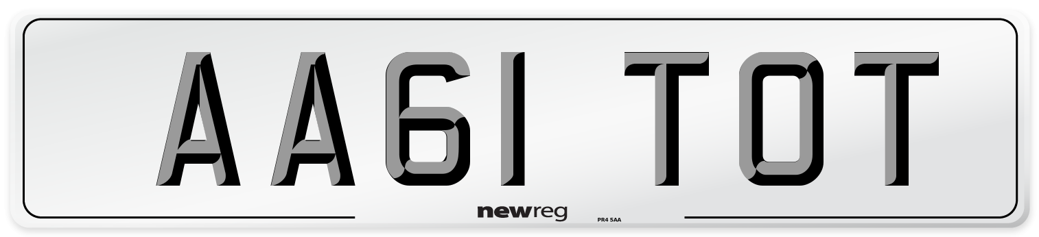 AA61 TOT Number Plate from New Reg
